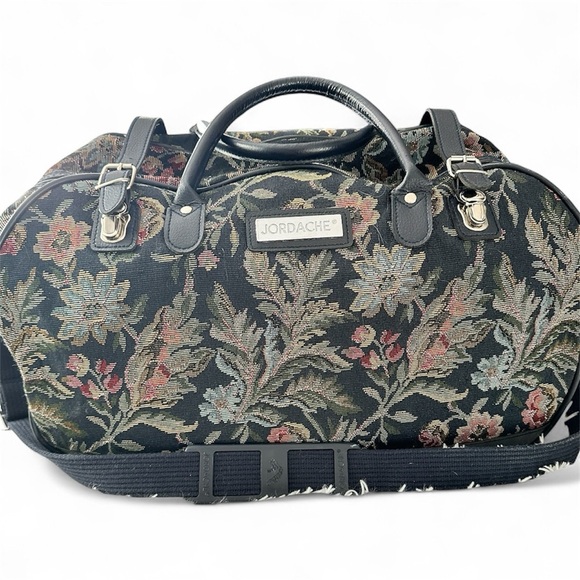 Vintage Jordache Floral Tapestry Duffel Eclectic Grandpa Cottagecore Weekender - Picture 2 of 16
